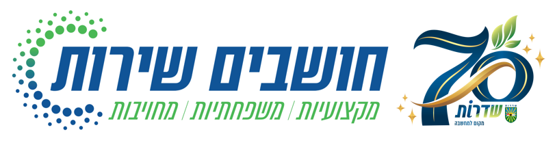 לוגו סמל עיריית שדרות, לוגו חושבים שרות, לוגו שדרות מקום למחשבה, לוגו 70 שנה למעברות גבים ודורות
